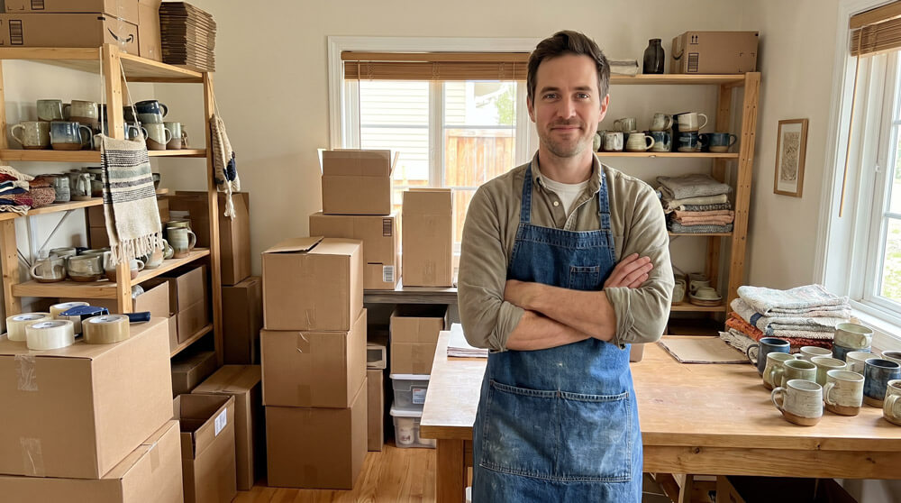 Man in ceramics studio