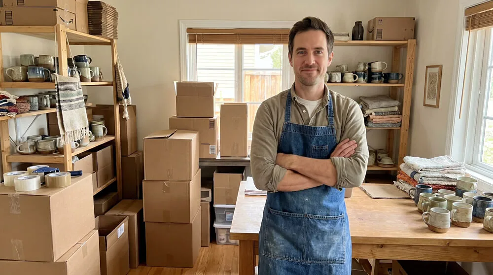Man in ceramics studio