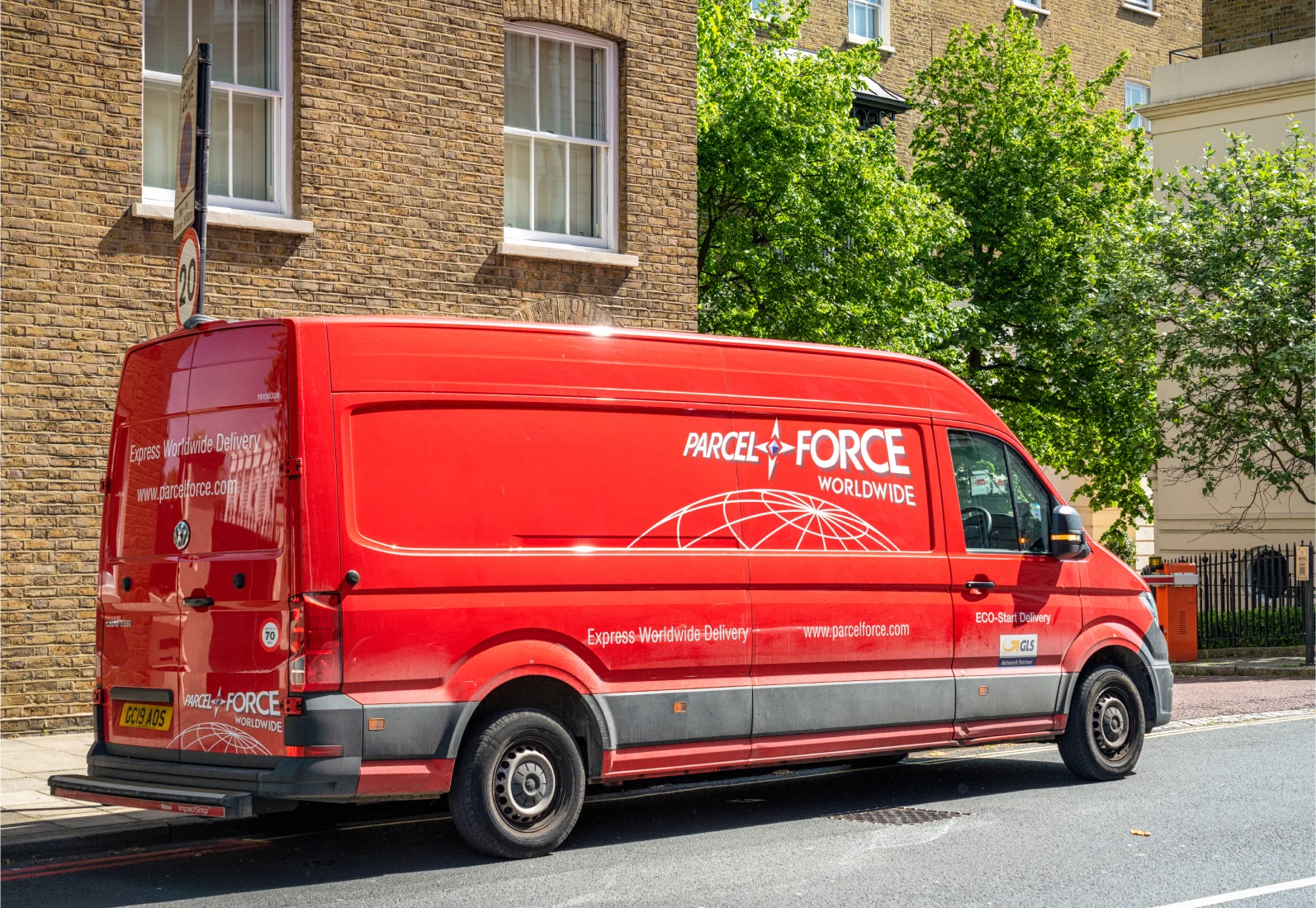 Parcelforce van in street