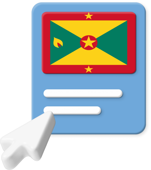 Grenada flag on web page graphic.