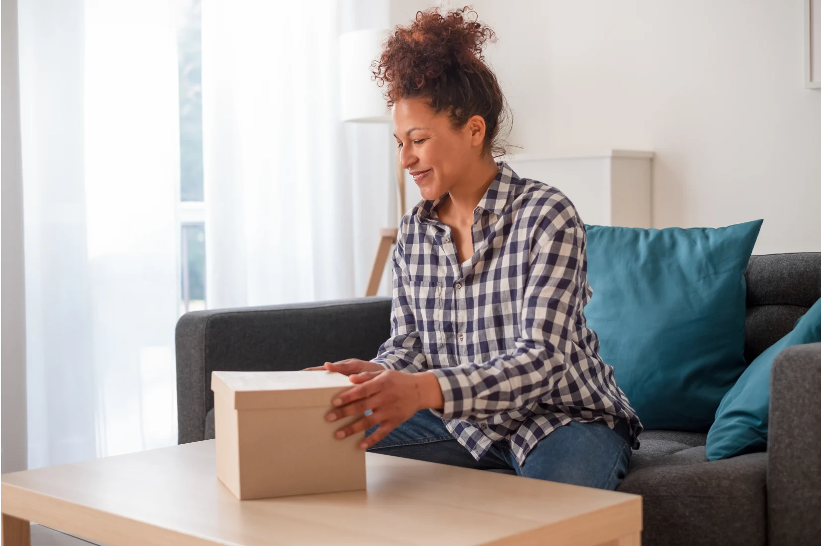 Woman with box