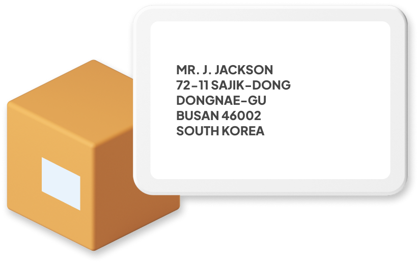 South Korea parcel with address example