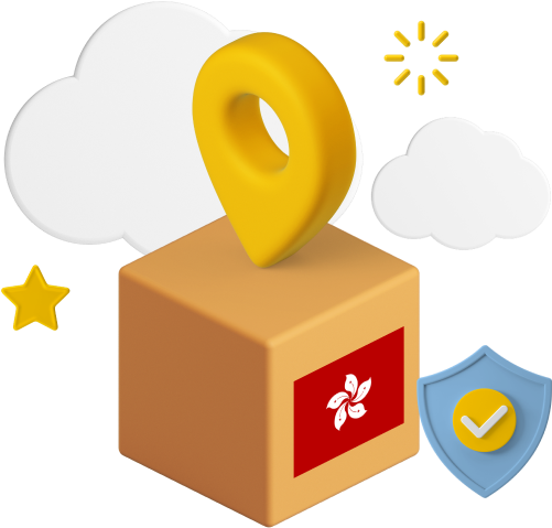 Box with Hong Kong flag on