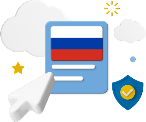 Russia flag on website graphic