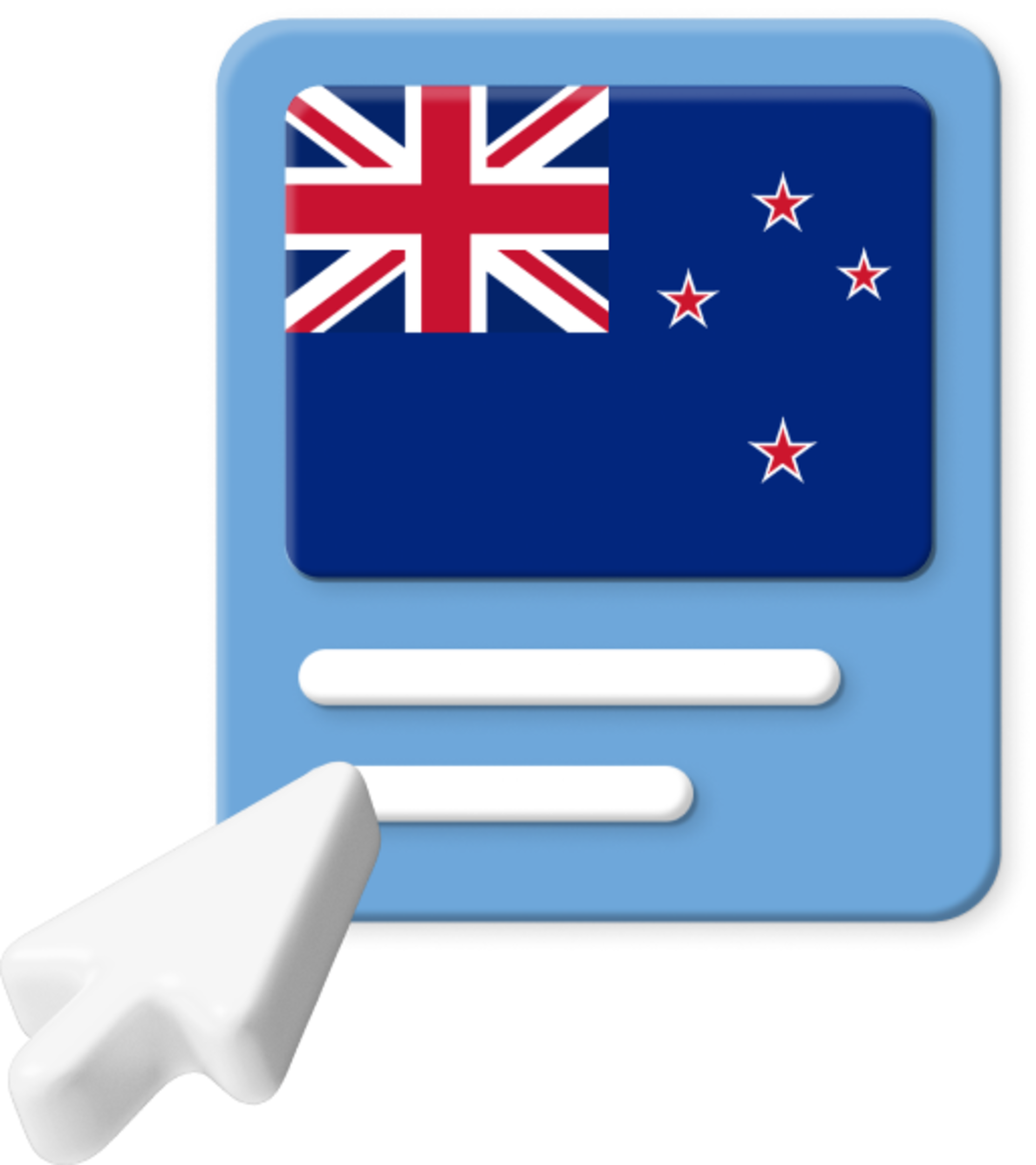 New Zealand flag with pointer