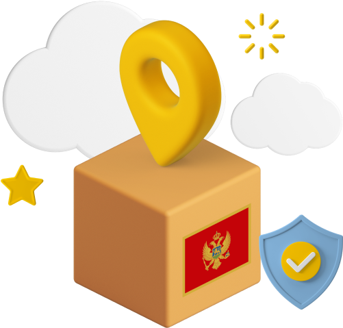 Montenegro flag on parcel graphic