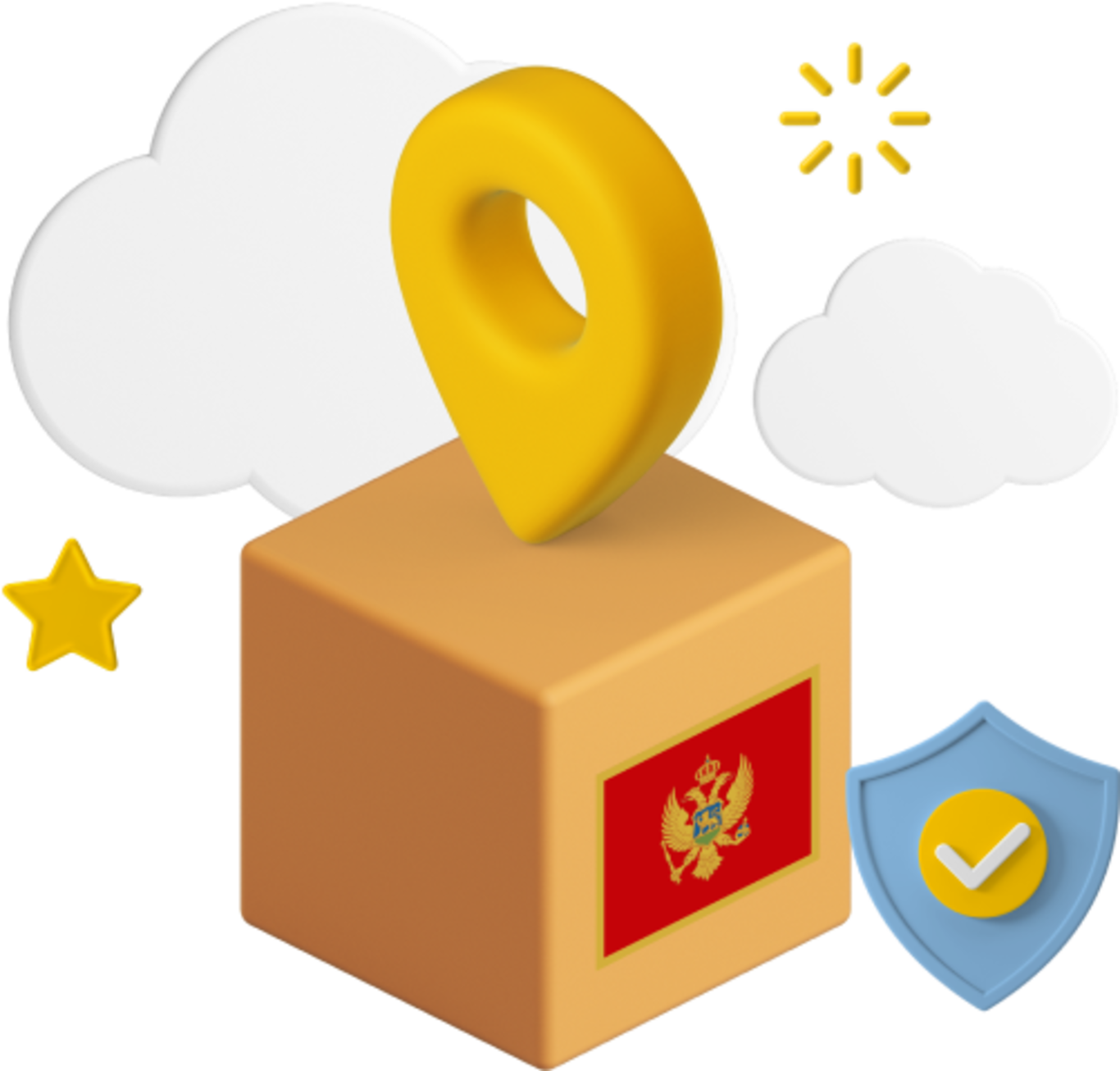 Montenegro flag on parcel graphic