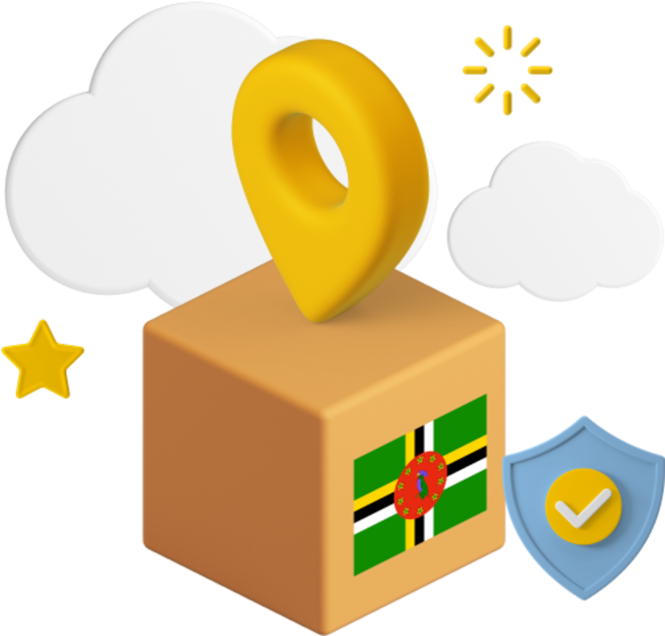 Dominica flag on parcel box graphic