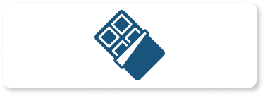 Blue animated chocolate bar on white rectangle