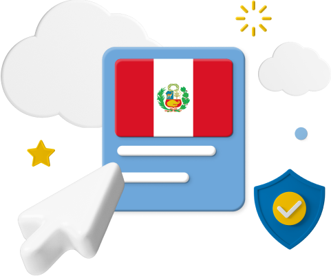 Peru flag with animated computer icons