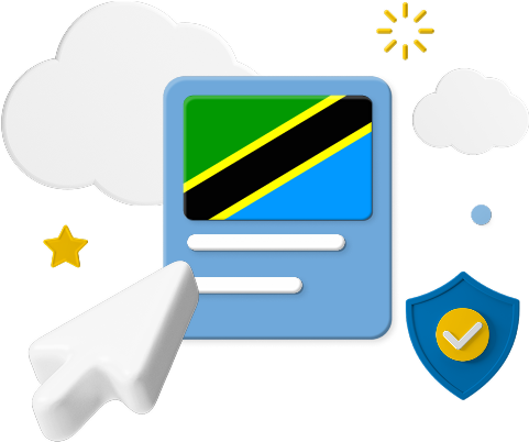 Tanzania flag on web page graphic.