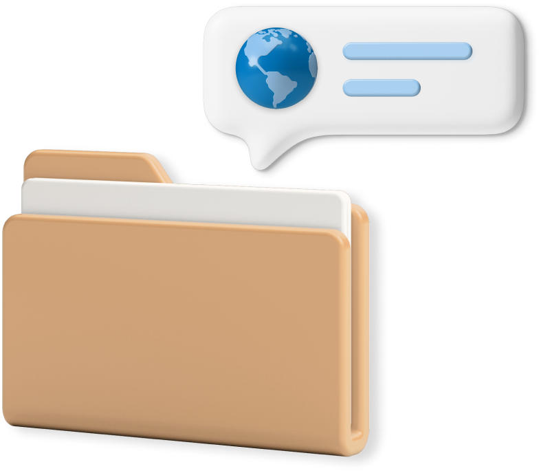 Document folder graphic with globe label