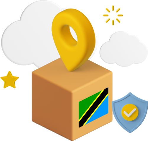 Tanzania flag on parcel box graphic 
