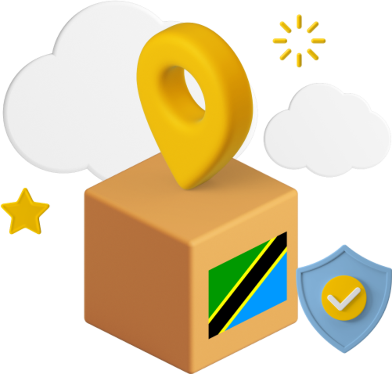 Tanzania flag on parcel box graphic