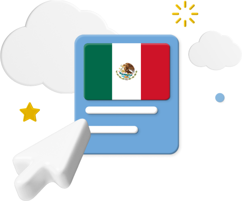 Mexican flag with animated cursor and icons