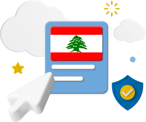 Lebanese flag with animated cursor and icons