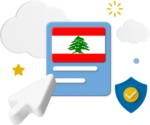 Lebanese flag with animated cursor and icons