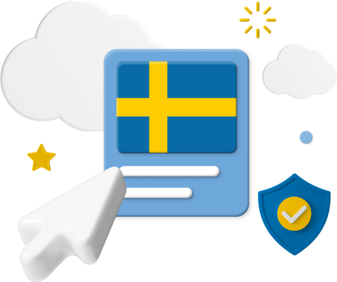 Swedish flag with cursor and icons