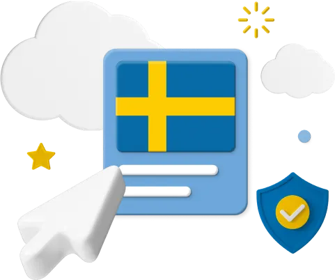Swedish flag with cursor and icons