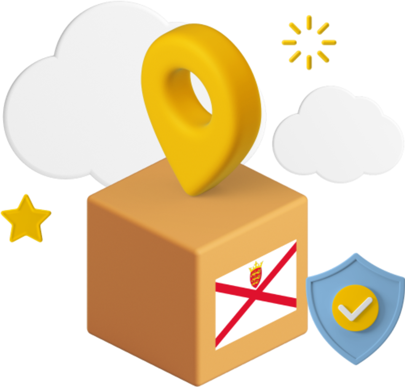 Jersey flag on parcels graphic