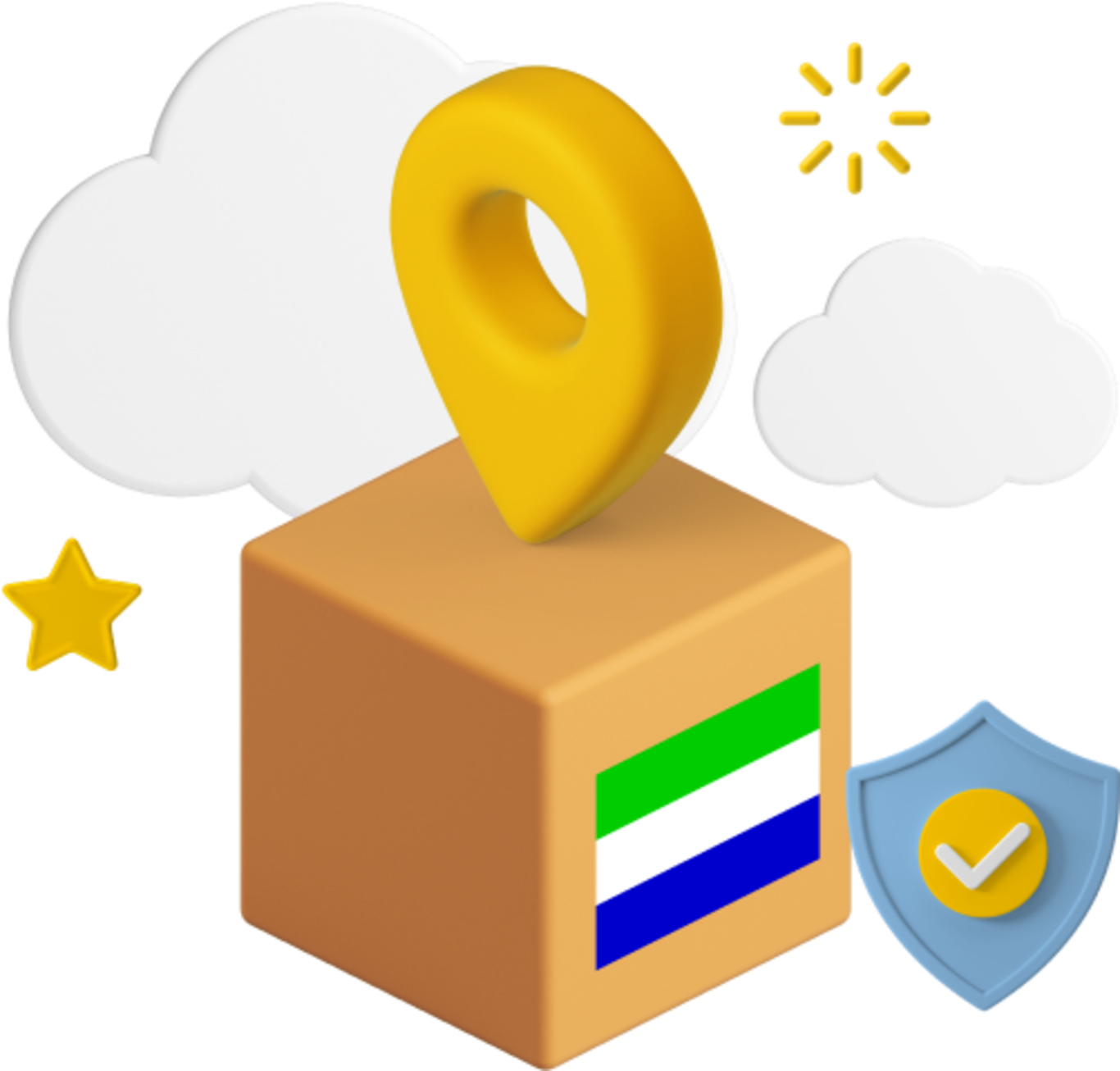 Sierra Leon flag on parcel graphic