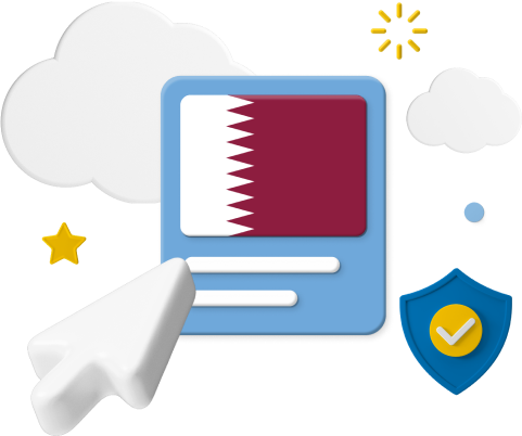 Qatar flag with icons