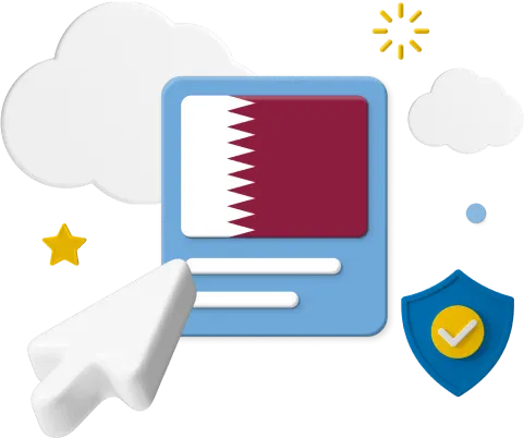 Qatar flag with icons