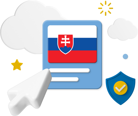 Slovakian flag with cursor and icons