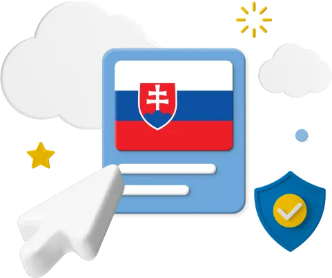Slovakian flag with cursor and icons