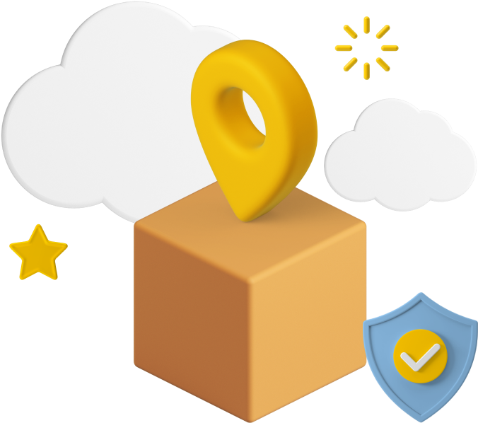 Box with large location icon on top