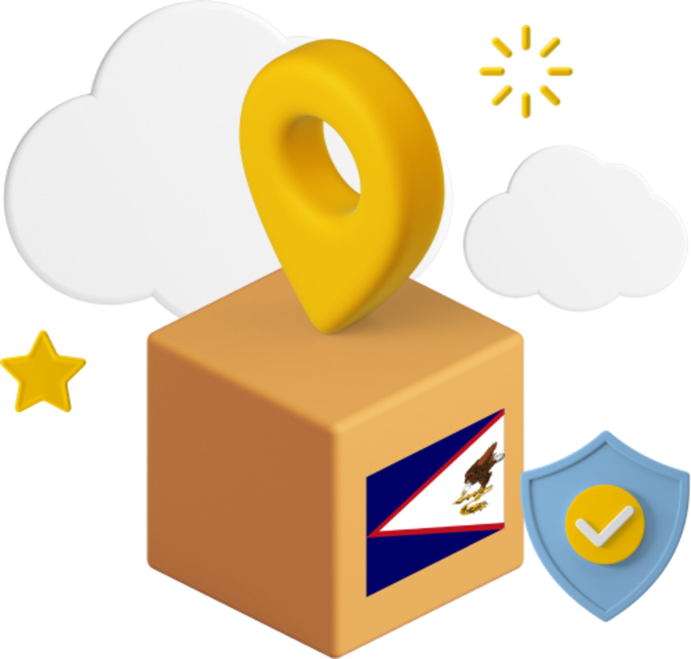 American Samoa flag on parcel box graphic