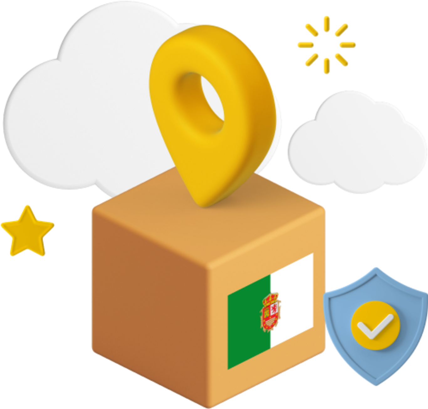 Fuerteventura flag on parcel box graphic.