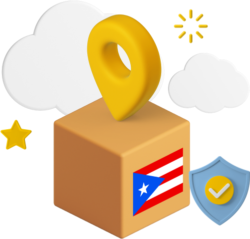 Puerto Rico flag on parcel box.