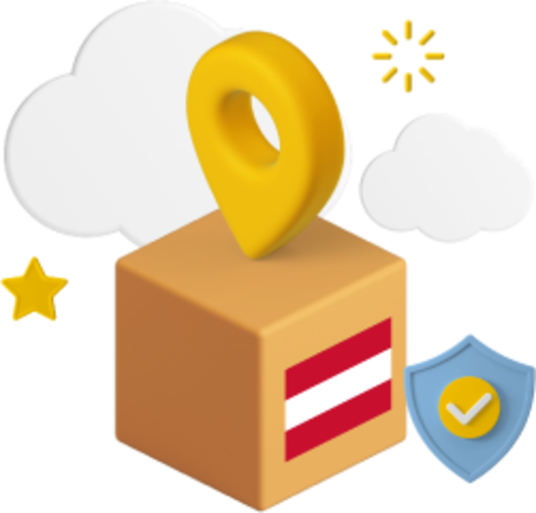 Box with Austrian flag on