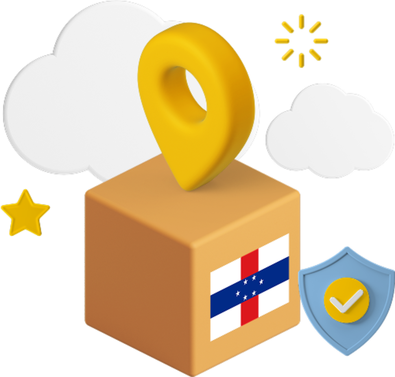 Netherlands Antilles flag on parcel box graphic