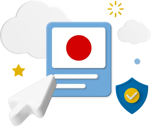 Japan Flag with Cursor Icons