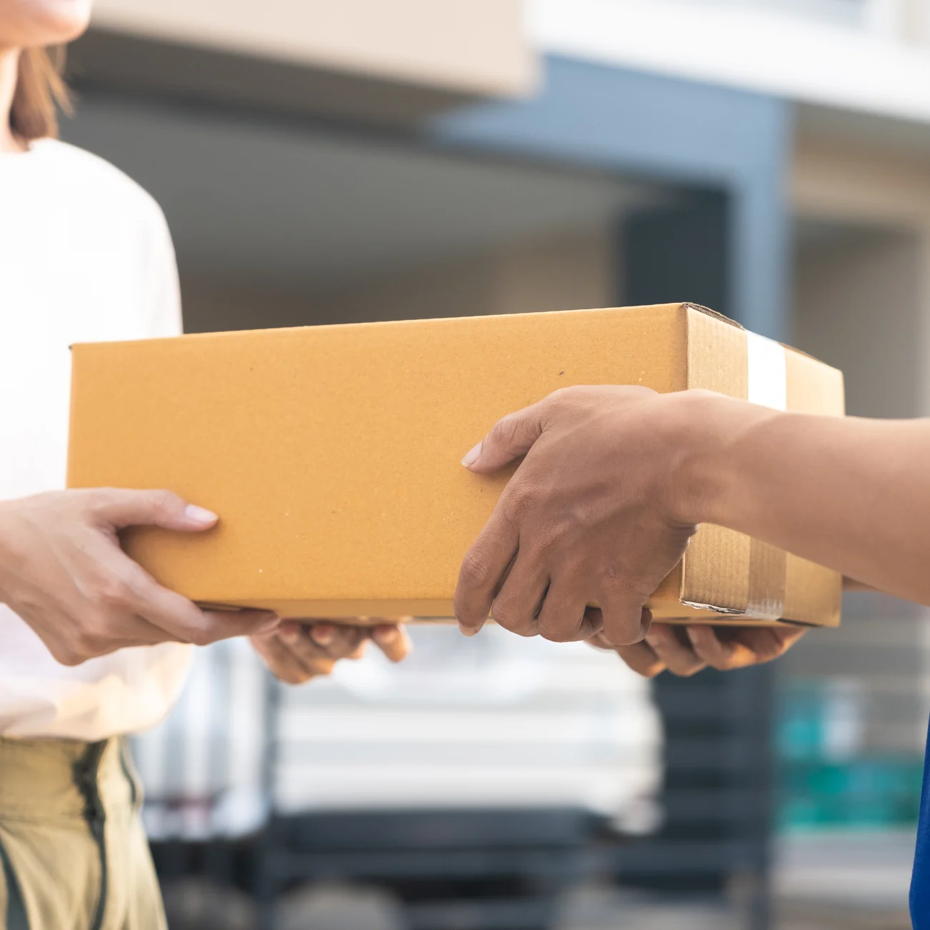 Person delivering parcel