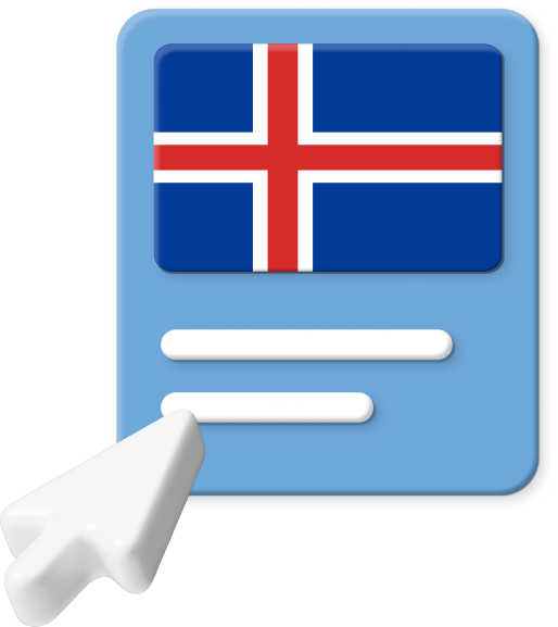 Iceland flag with large cursor icon