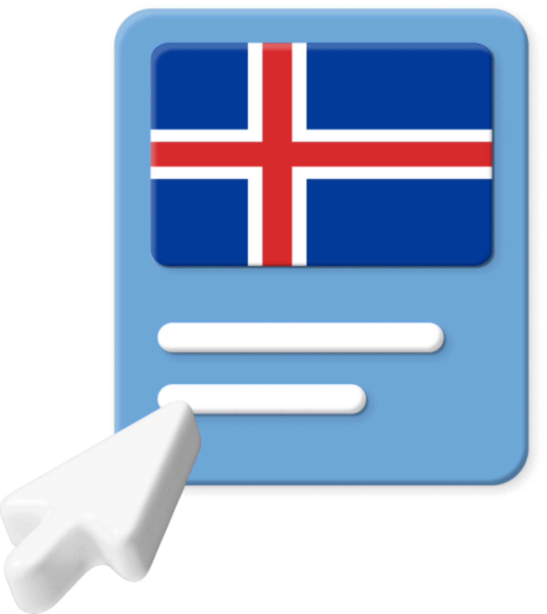 Iceland flag with large cursor icon