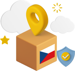 Box with Czech flag on