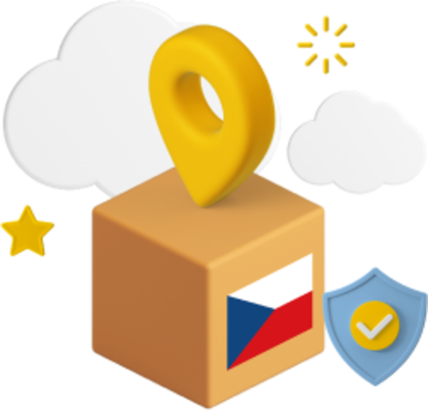 Box with Czech flag on