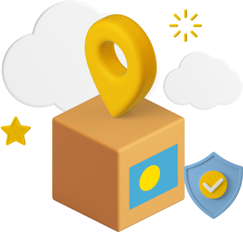 Palau flag on parcel box graphic 