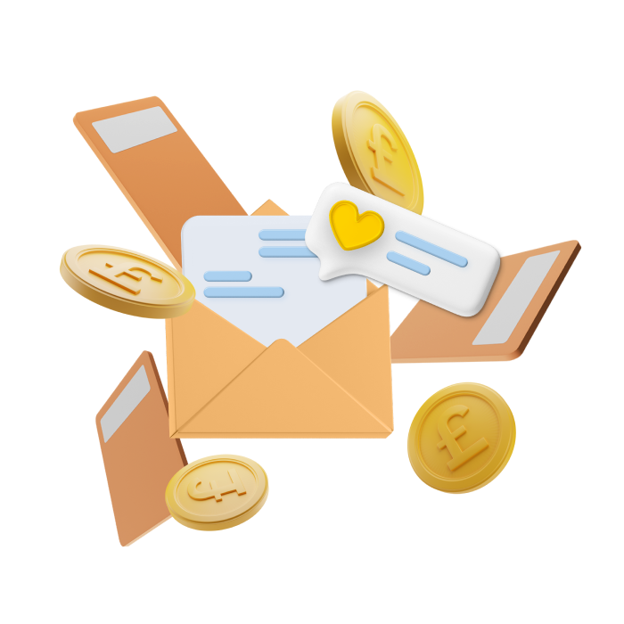 letter and coins graphic