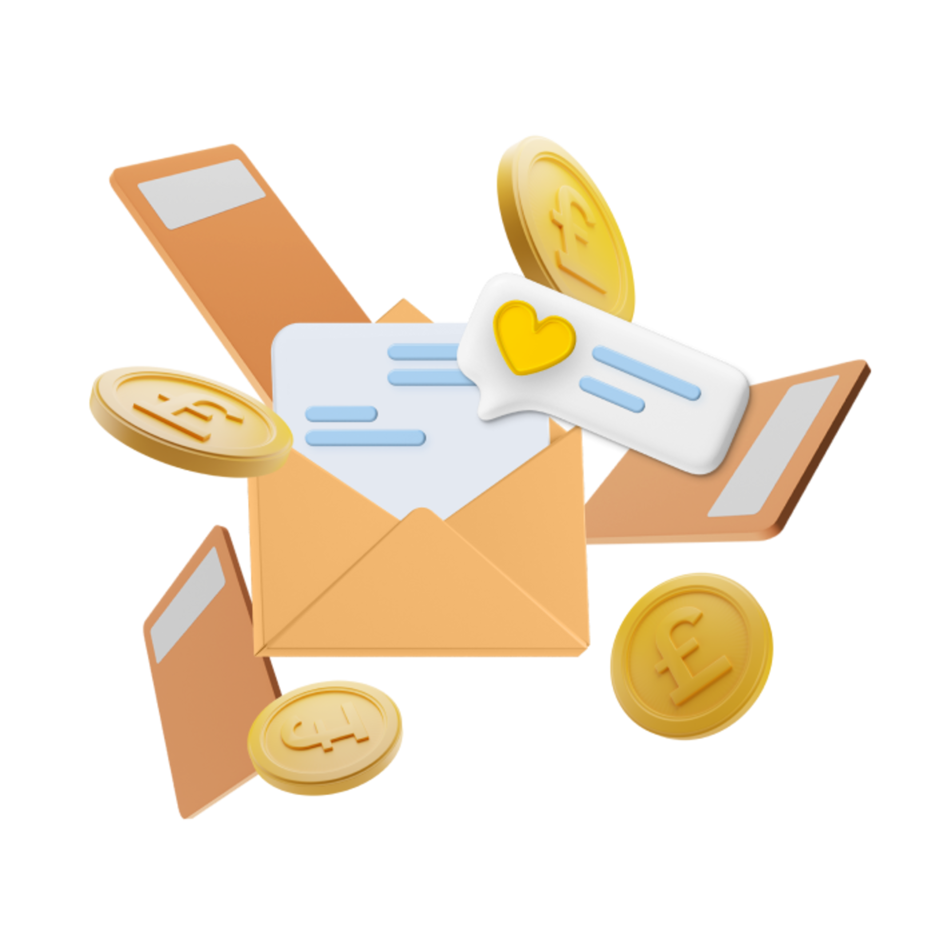 letter and coins graphic