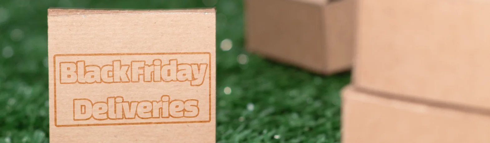 Mini parcel box with 'Black Friday Deliveries' stamped on the front