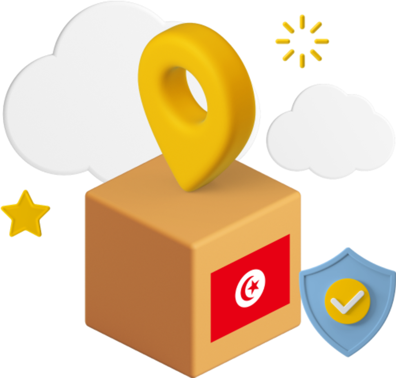 Tunisia flag on parcel box graphic