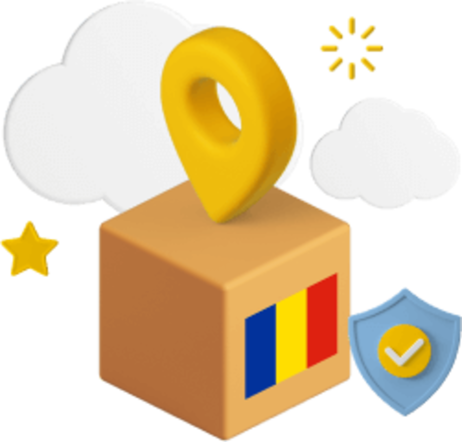 Box with Romanian flag on