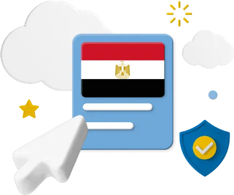 Egypt flag in box graphic with cursor and cloud icons