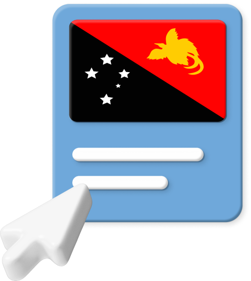 Papua New Guinea flag on web page graphic.