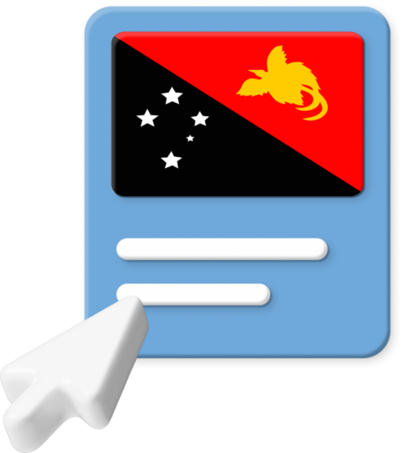 Papua New Guinea flag on web page graphic.